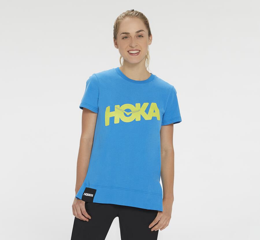 Hoka One One Brand Skjorta Dam - Blå - DRAIZ-3607